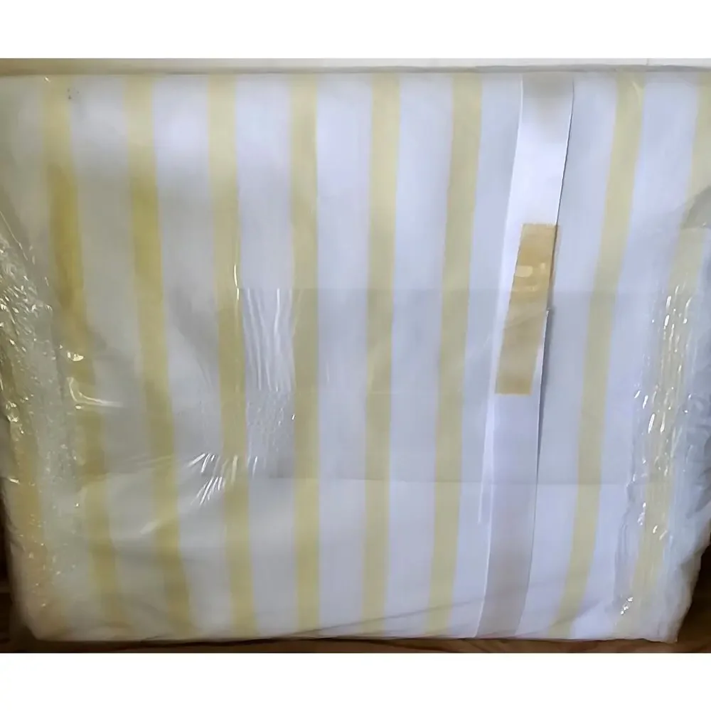 NOS Vintage Springmaid Candycale Combed Percale Flat Sheet 81x108 Yellow White